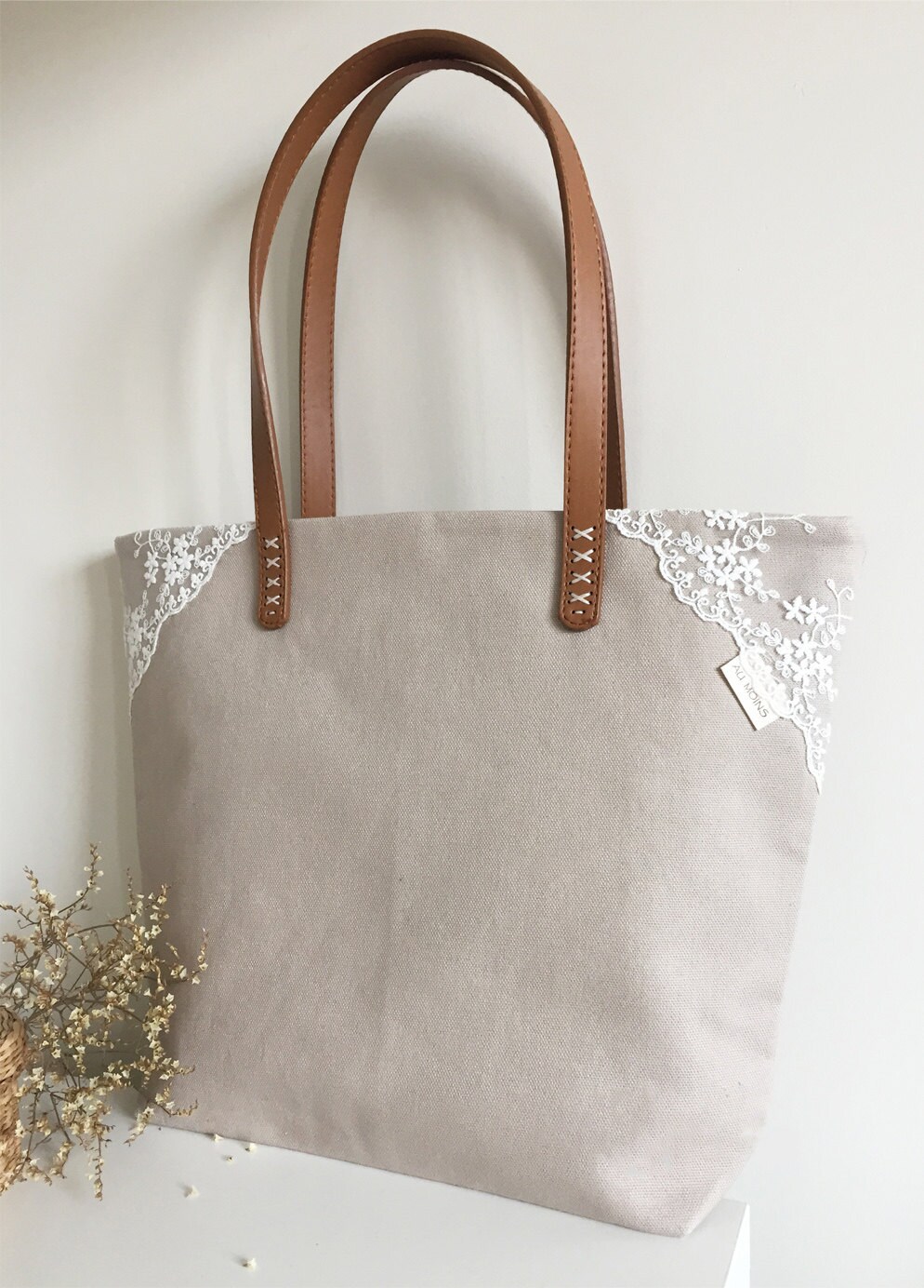 Handmade Shabby Chic Cotton Wedding Bag Lace Bag Lace Tote