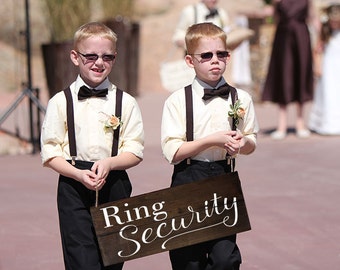 Ring Security Sign Ring Bearer Sign Rustic Here Comes the Bride Sign Rustic Ring Security Sign Wood Wedding Sign