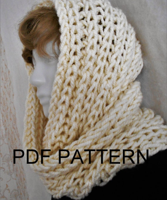 PDF KNITTING PATTERN for easy knit super chunky bulky infinity scarf cowl nec...