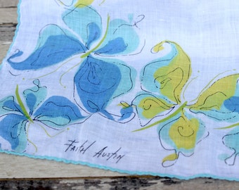 Vintage Faith Austin Butterfly Hankie Hanky