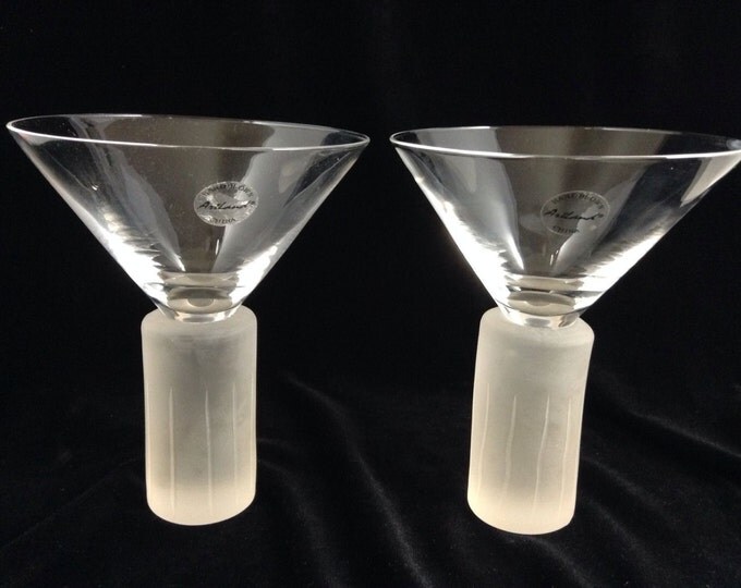 Artland Martini Glasses, New Age Bar Ware With Frosted Pillar Base, Crystal Cocktail Glasses