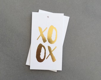 Gold foil gift tags, XOXO. Gold XOXO Gift Tags, Real Foil