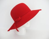 Womens Wool Hat Red Mr Charles Geo Bollman Doeskin Felt Wool Fedora Ladies High Fashion Couture