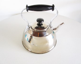 Vintage Stainless Steel Teapot With Top Handle
