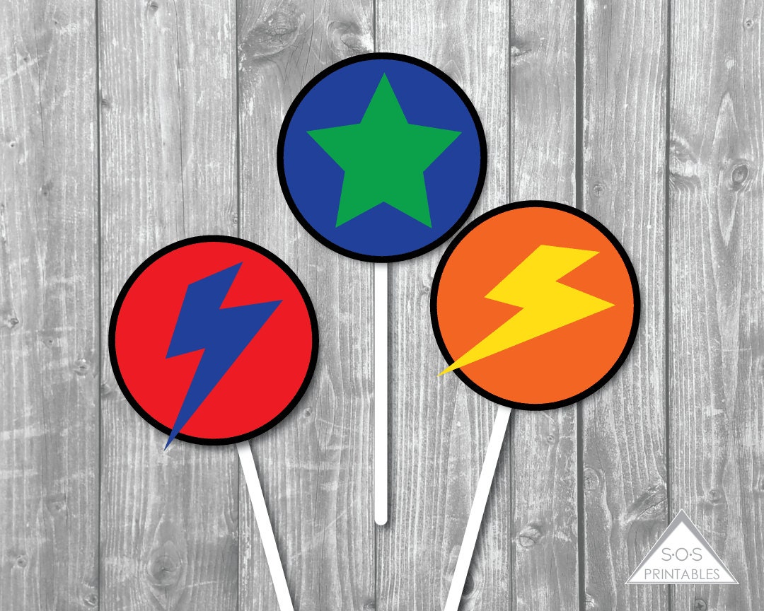 Super Hero Party 2 Inch Printable Cupcake Toppers - Gift