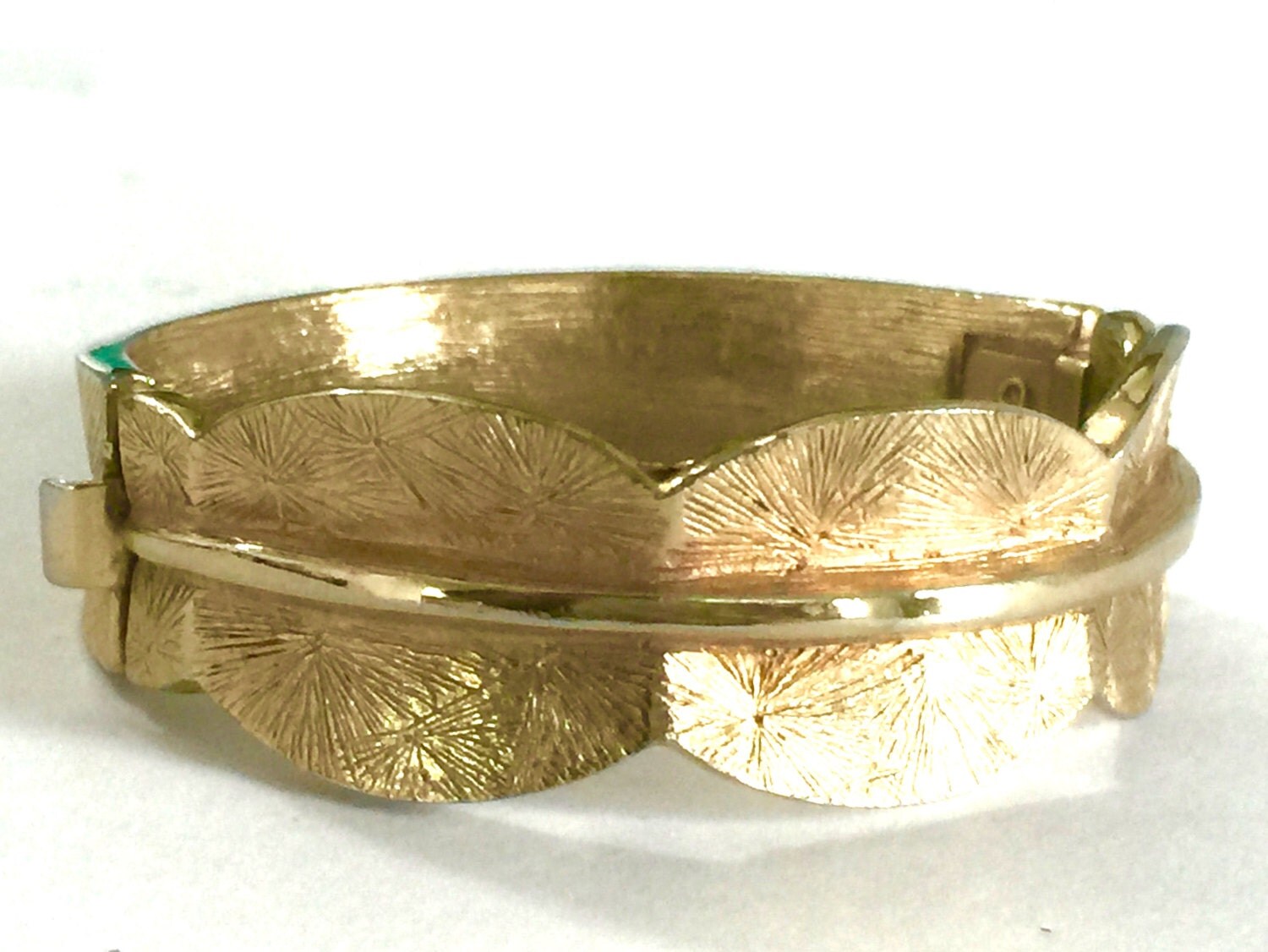 Hobe Hinged Gold Tone Bracelet Clamper Bangle By Vintageimagine