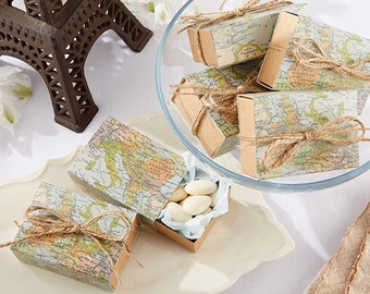 24 Map Favor Boxes Around the World Map Party Favors Wedding Favor Boxes