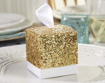 24 Gold Glitter Favor Boxes Sparkling Party Favors wedding Favor Boxes