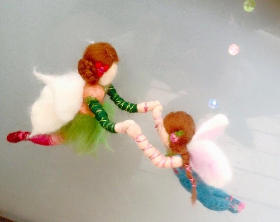 Needle felt mobile Mother and daughter mobile