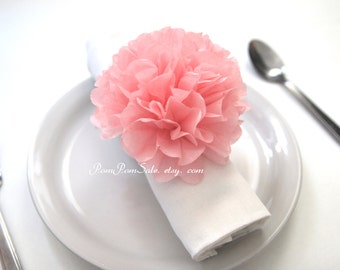 Pre-fluffed 10 Napkin tissue paper pom pom / Napkin rings ready to use- choose your colors - Baby Shower / Birthday Party / Wedding Decor