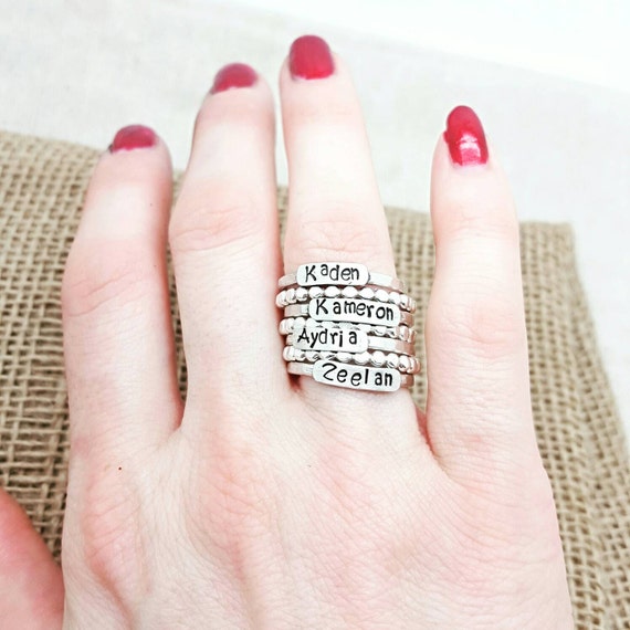 Stacked Mothers Ring Names Ring Custom by EclecticPretties on Etsy