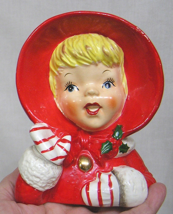 Vintage Christmas Lady Head Vase 3083 by 6thAvenueCollection