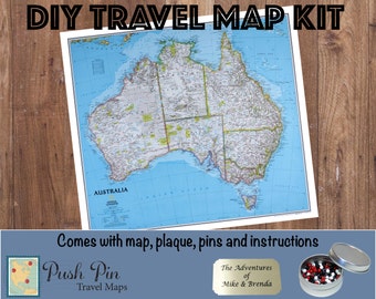 DIY Classic Australia Push Pin Travel Map Kit with 100 Pins - 30.25" x 27" - Fun gift idea!