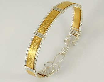 Gold and Silver Wire Wrapped Bracelet, Wire Wrapped Jewelry, Wire Wrap Bangle, Gold & Silver Bracelet Women, Personalize Bracelet