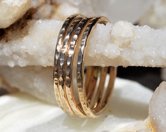 Hammered Gold Ring - Gold Stacking Ring - Durable 14k Gold Filled - Dainty Gold Ring - Gold Stack Ring - Petite Gold Ring - Dainty Ring