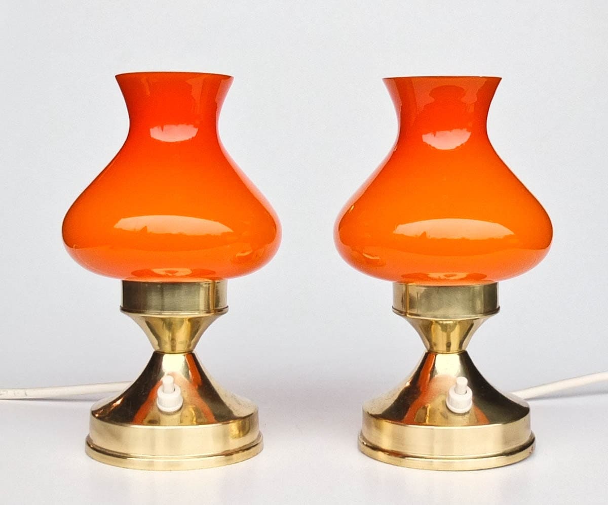 Reserved for Mandy Table Lamp Pair / Bedside Lamps / Orange