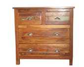 Indian Shutter Sideboard Rustic Reclaimed Wood Chest Dresser with Drawers
