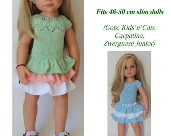 PDF Knitting pattern ANGELINA DRESS Fits 46-50 cm (18-19") slim dolls (Gotz, Kids’n’Cats, Carpatina, Zwergnase Junior)