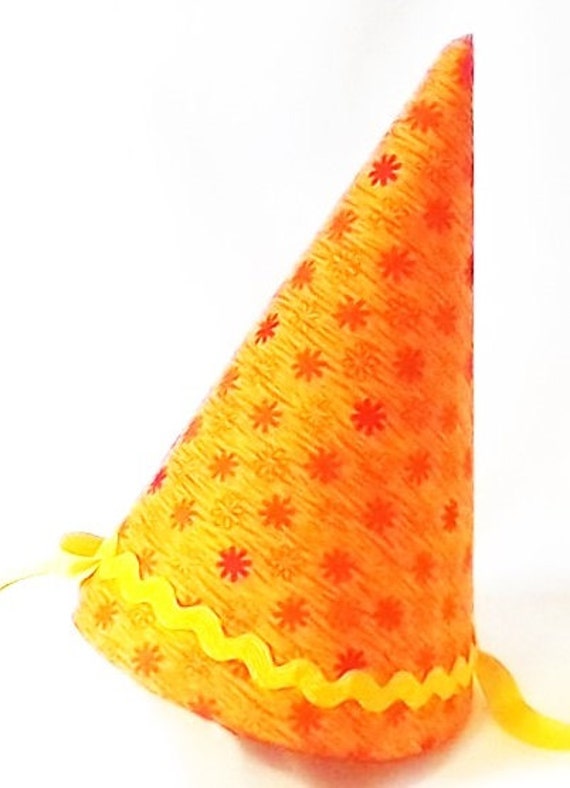 Fabric Party Hat Orange Birthday Party Hat Pointy Cap Dunce