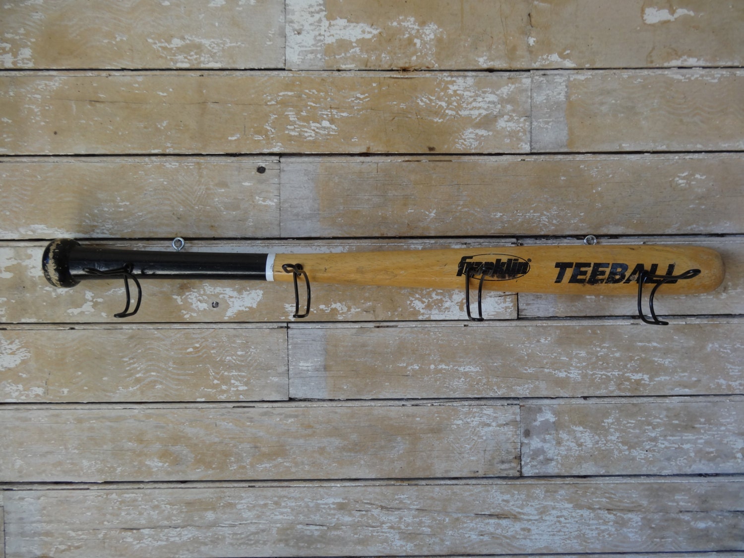 Wooden Vintage Baseball Bat Cap or Coat Rack Tee Ball Bat