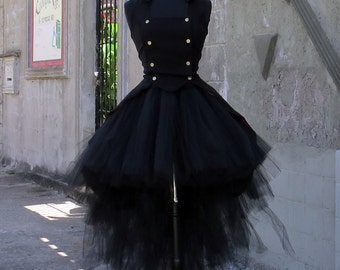Steampunk High low skirt for Halloween Costume. Perfect for gothic, witch, sorceress or Renaissance. Jacket (from Hot Topic) not included