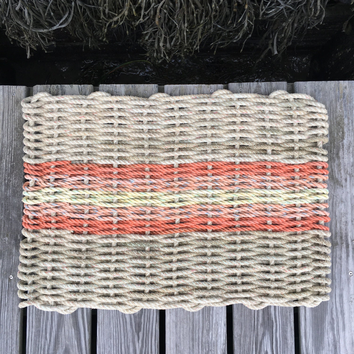 Recycled Lobster Rope Doormat Handwoven in Maine Opechee
