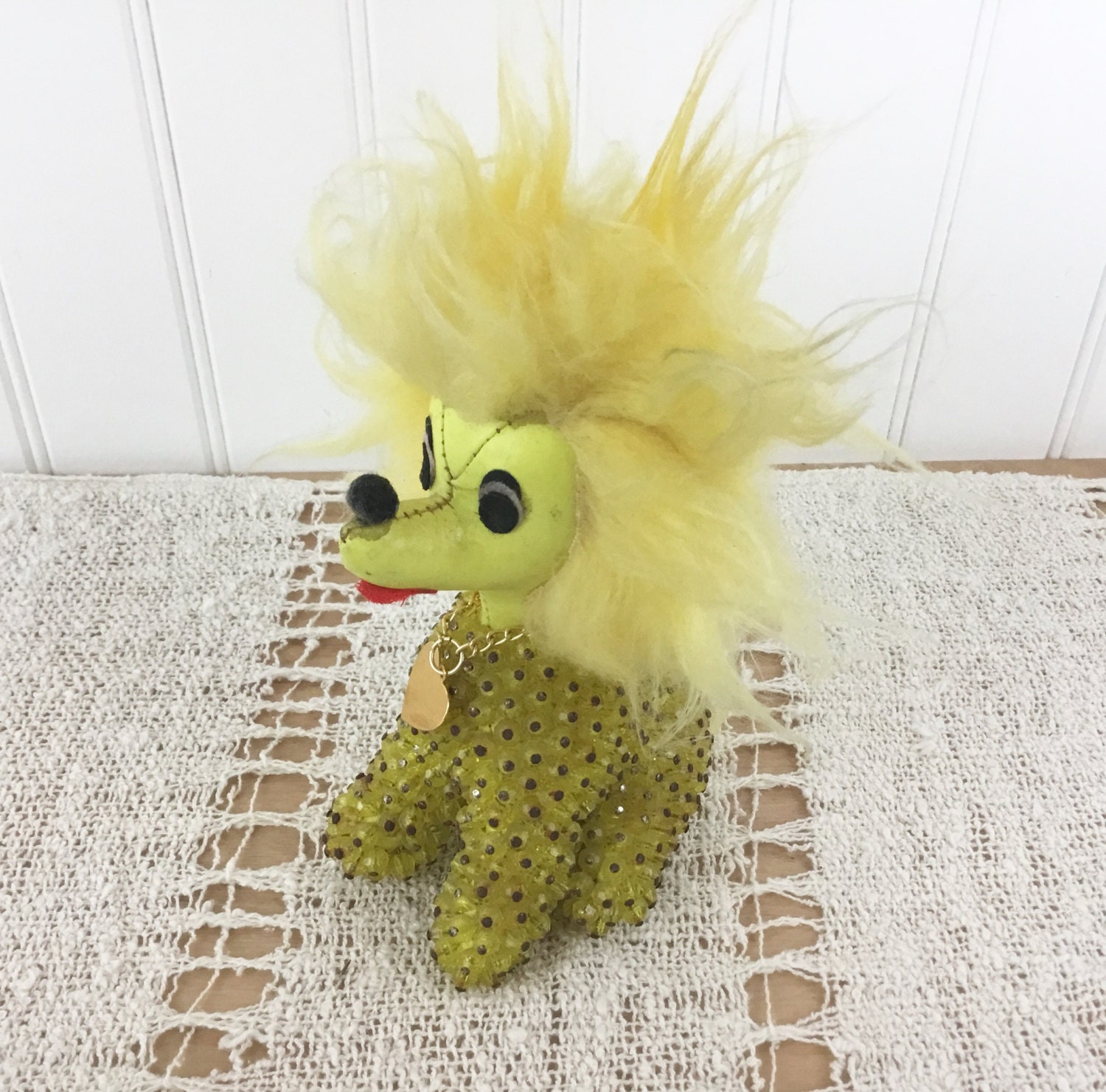 stuffed yellow dog