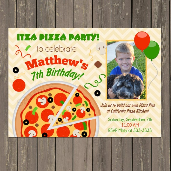 Pizza Party Invitation, Pizza Party Birthday Invitation, Make your own Pizza Party, Printable or Printed Il_570xn