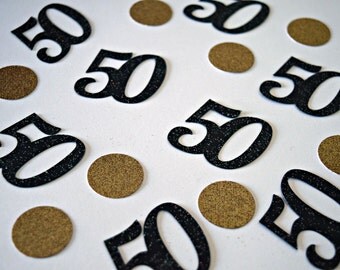 50th Birthday Party Decoration / Gold Glitter 50 / Table Confetti / 50 Confetti / Number Confetti / 25 count / Fiftieth / Senior Birthday