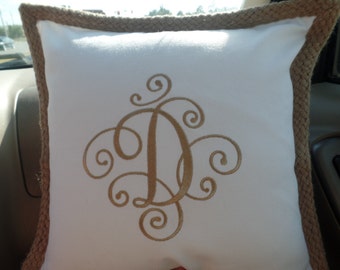 Monogram Pillow Cover/Embroidered Pillow Cover/Monogram Throw Pillow Cover