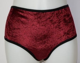 Velvet high waist underwear in oxblood