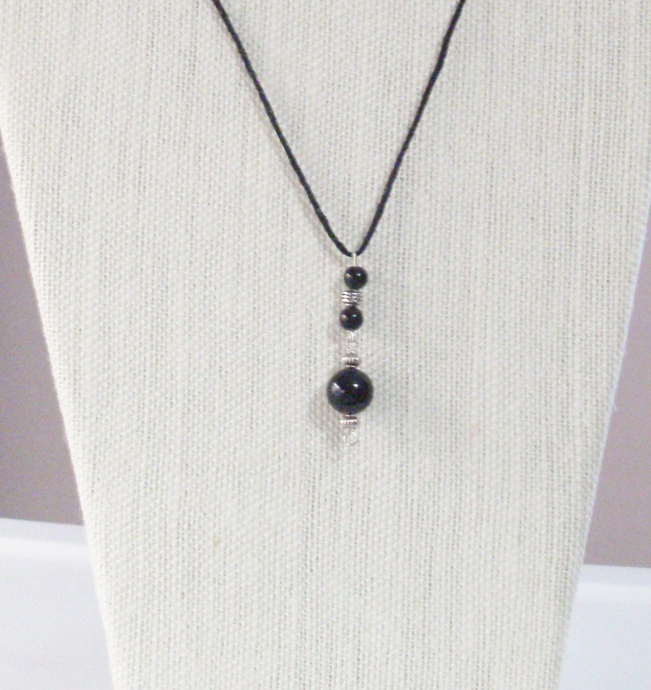 Handmade Dangle Pendant Necklace in Black Simple by BeadsFromHaven