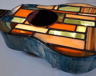 Commission Illuminated Stained Glass Ukulele Guitar