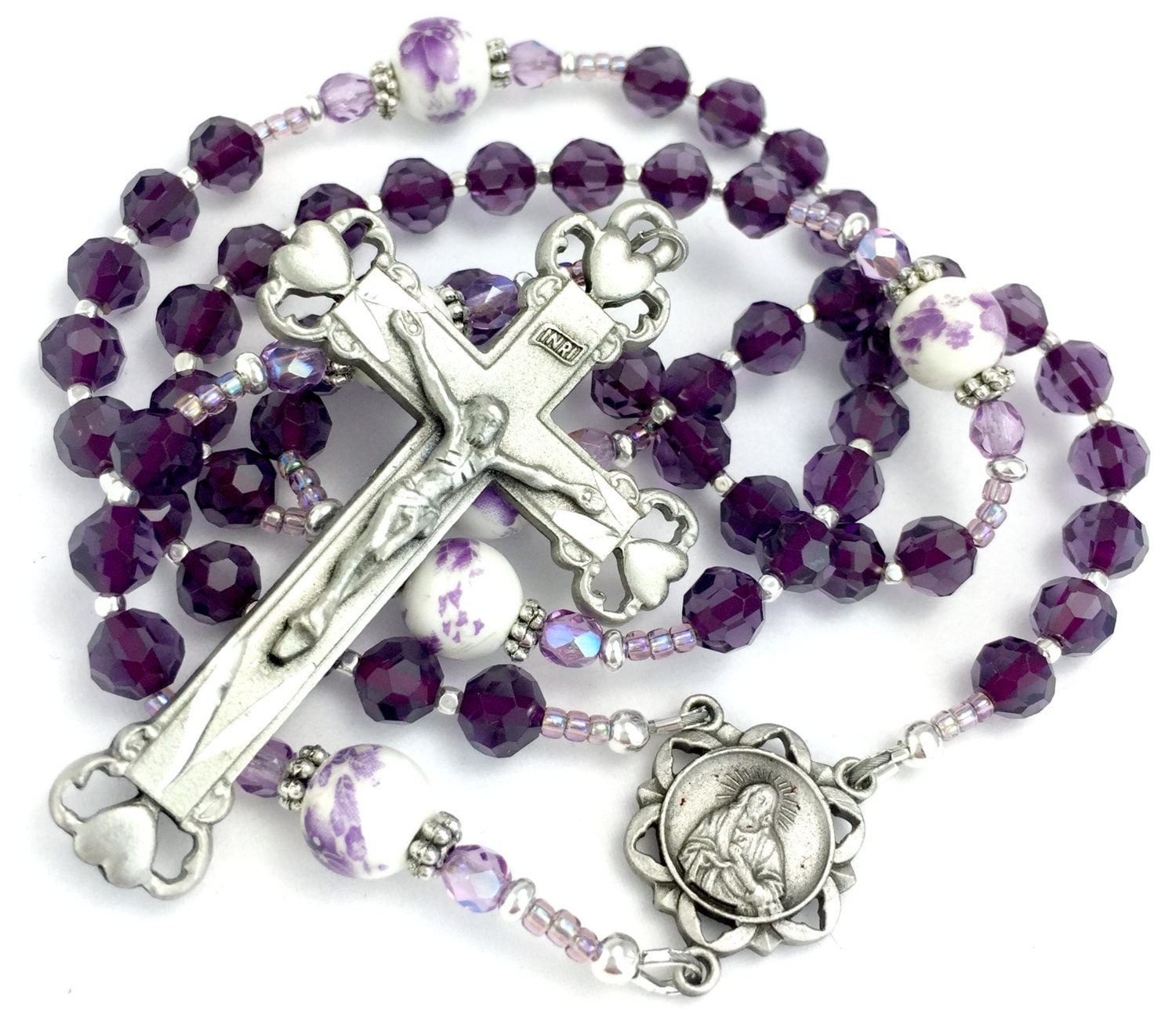 Royal Purple Rosary Ceramic Bead Rosary Dark Purple and