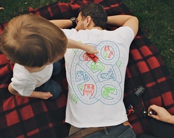 XL, Car Play Mat Shirt, Gift for Dad, Car Track Shirt, Step Dad Gift from Kids, Dad Car Shirt, Car Mat Shirt, Father Son Shirt, Dad Shirt