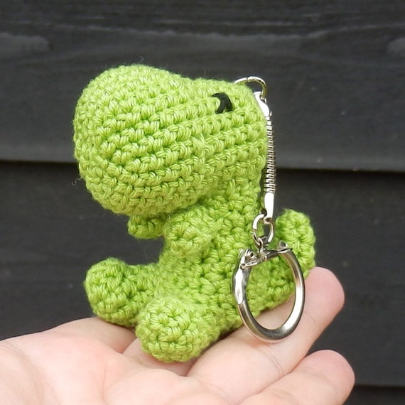 Dinosaur Keychain Bag Charm Keyring Crocheted size Small
