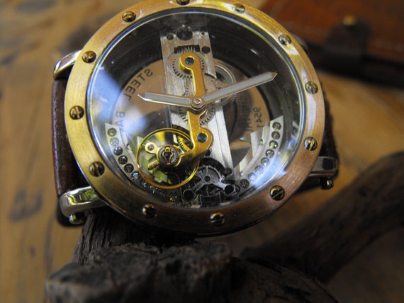 Steampunk watch, skeleton watch, business watch, men's watch, mechanical watch, gift Father's Day, mens steampunk watch, Montre steampunk by GORIANI steampunk buy now online