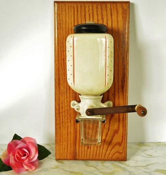 Antique Porcelain Wall Mount Coffee Grinder