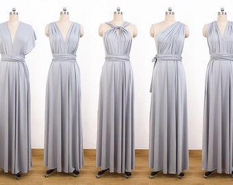 Gray Maxi Infinity Dress, Convertible Bridesmaid Dress, cheap prom dress, Evening Dress,Multiway Dress, Wrap Dress, formal Dress