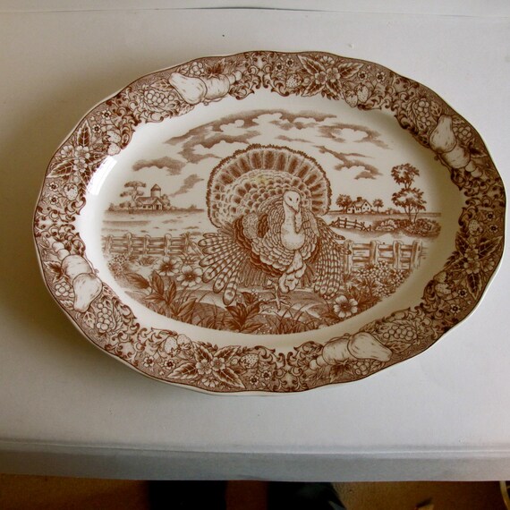 Items similar to Turkey Platter, Brown Transferware, Made in Japan by