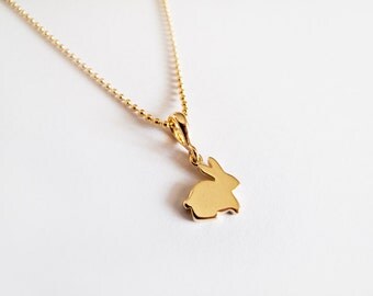 Tiny Gold Bunny Necklace, Rabbit Necklace - Everyday Jewelry