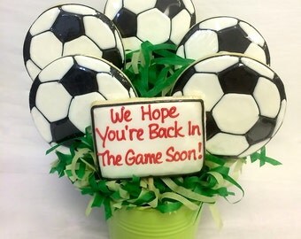 Get Well Gift, Soccer Get Well Cookie Bouquet, Sports Get Well Cookie Gift, Get Well Cookie Bouquet, Great Get Well Gift for Sports Injury