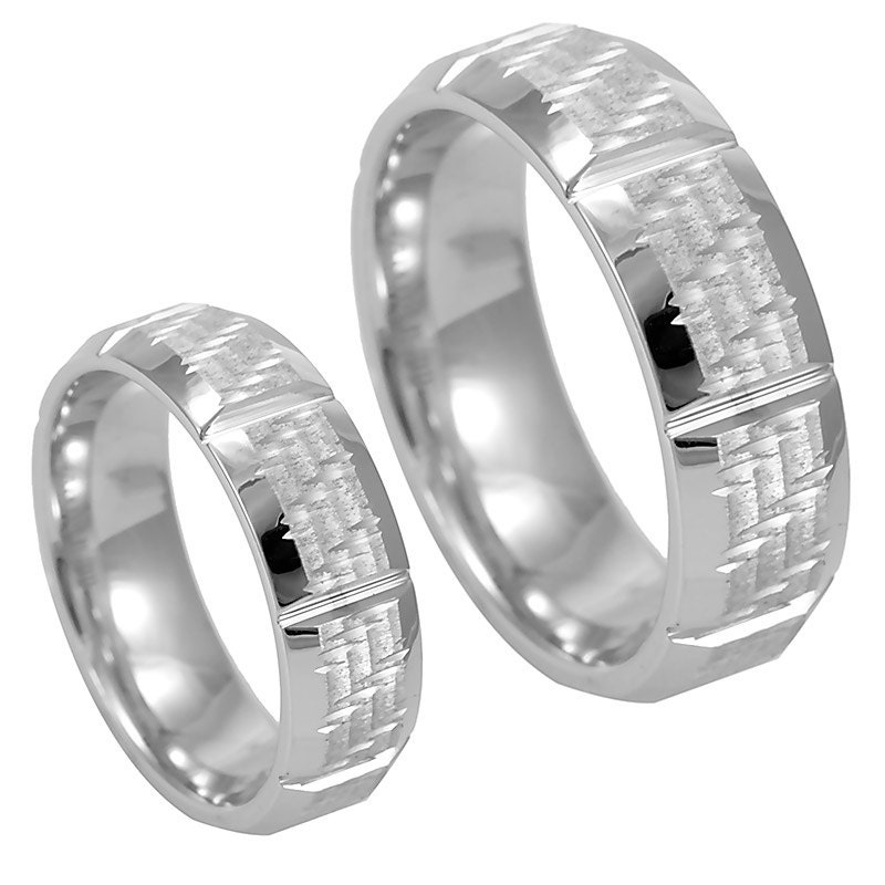 Hammered 14K White Gold Wedding Band in Milled Vertical