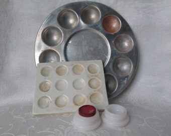 Vintage Paint Palettes - Milk Glass, Porcelain, Aluminum