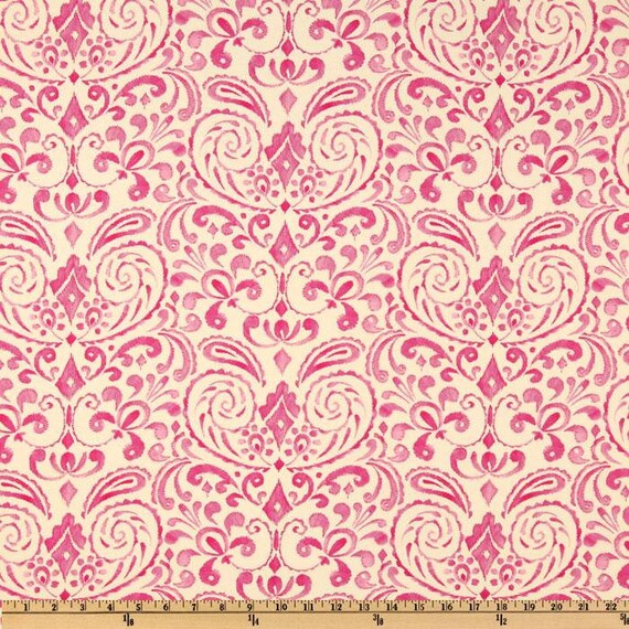 Pink Damask Fabric by the Yard Cotton Kumari Garden