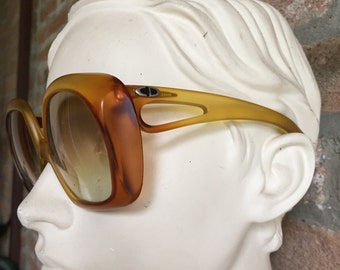 Oversize woman sunglasses, Christian Dior Vintage 70's, pre-loved in prestine condition, glazed orange and yellow