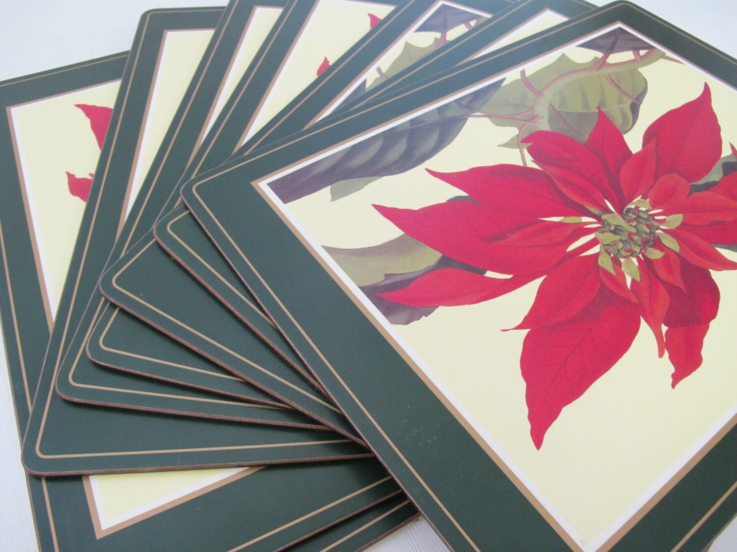 Pimpernel Placemats Christmas Cork Placemats Poinsettia Set of