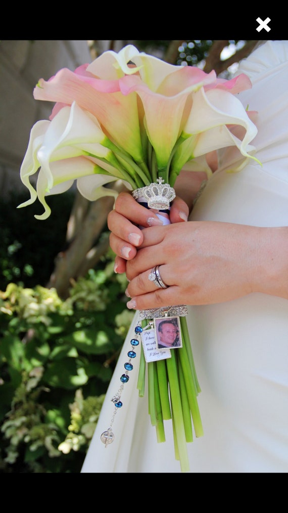 3 Wedding Bouquet charm kit Photo Pendants charms for family