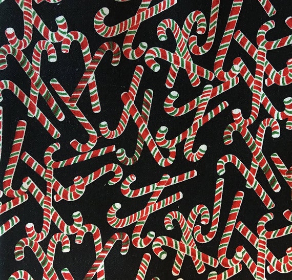 Cute Christmas Candy Cane Fabric Five 6 Cotton