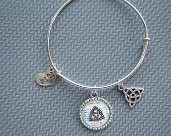 Expandable bangle Triquetra bracelet, charm bracelet, stackable bracelet